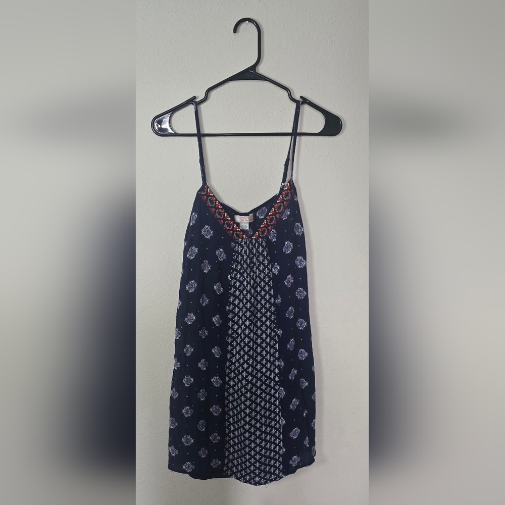 Band of Gypsies Navy Printed Camisole Embroidered Festival Dress Boho Small